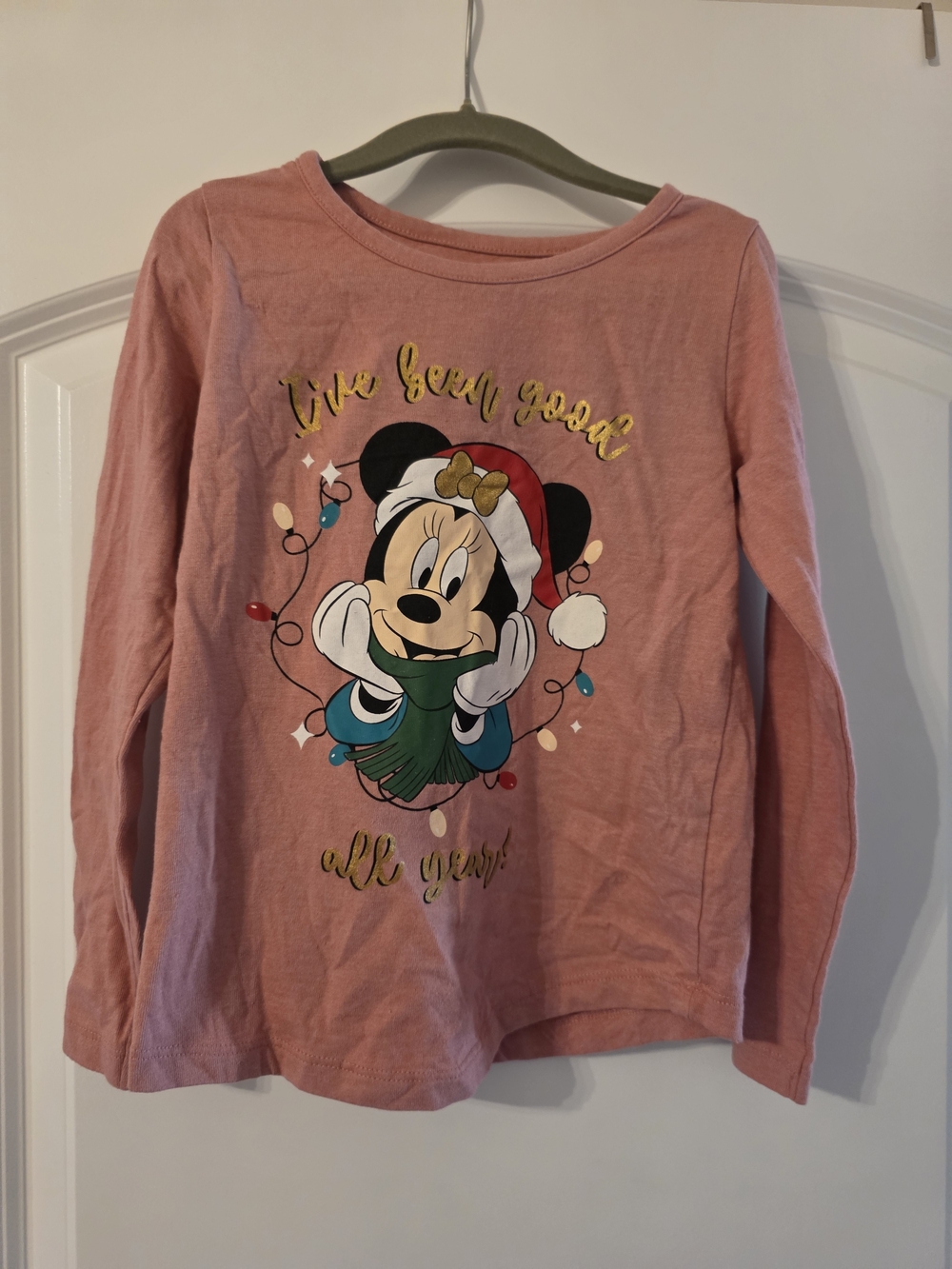 Disney Minnie Mouse Rose Pink Long-Sleeve Holiday Tee